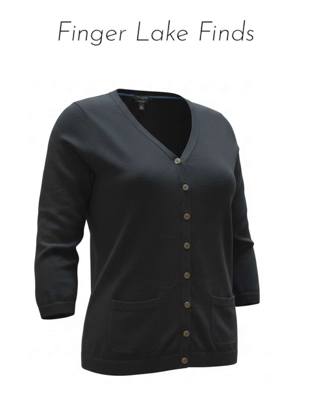 Classic Black Button-Front Cardigan, Petite M